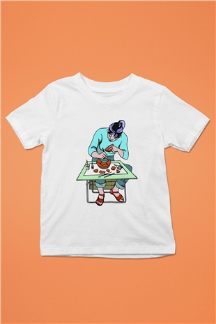 Arkeolog Baskılı Beyaz Unisex Çocuk Tişört