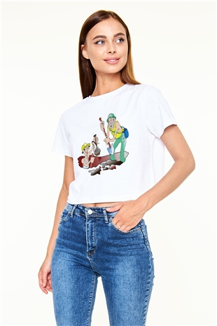Arkeolog Beyaz Croptop Tişört