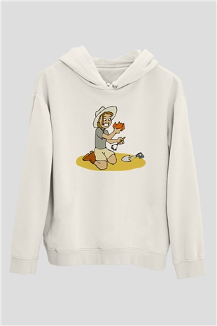 Arkeolog Beyaz Unisex Hoodie