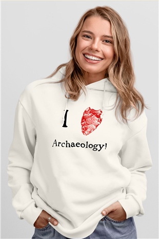 Arkeolog Beyaz Unisex Hoodie