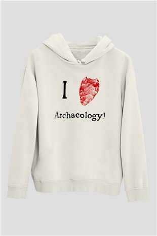 Arkeolog Beyaz Unisex Hoodie