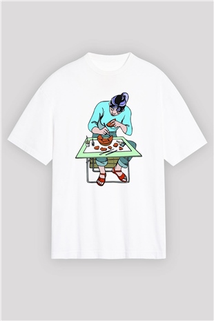 Arkeolog Beyaz Unisex Oversize Tişört T-Shirt