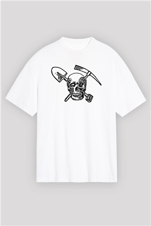 Arkeolog Beyaz Unisex Oversize Tişört T-Shirt