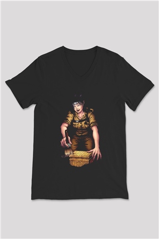 Arkeolog Siyah Unisex V Yaka Tişört T-Shirt