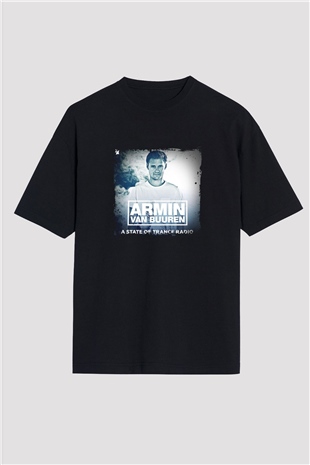 Armin Van Buuren Baskılı Unisex Oversize Siyah Tişört