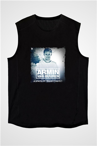 Armin Van Buuren Baskılı Unisex Siyah Kolsuz Tişört
