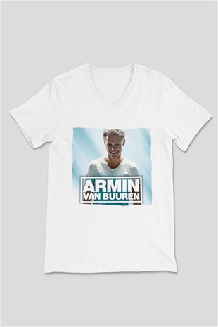 Armin Van Buuren Beyaz Unisex V Yaka Tişört
