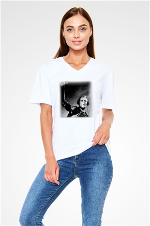 Armin Van Buuren Beyaz Unisex V Yaka Tişört T-Shirt