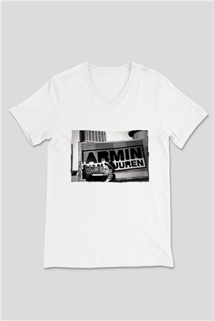Armin Van Buuren Beyaz Unisex V Yaka Tişört