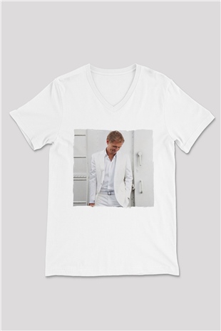 Armin Van Buuren Beyaz Unisex V Yaka Tişört