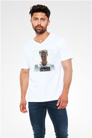 Armin Van Buuren Beyaz Unisex V Yaka Tişört