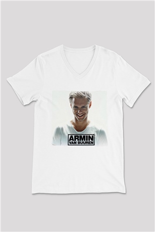 Armin Van Buuren Beyaz Unisex V Yaka Tişört