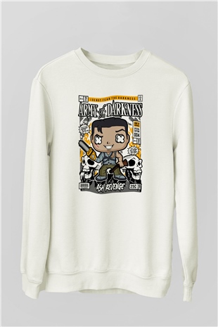 Army Of Darkness Baskılı Unisex Beyaz Sweatshirt