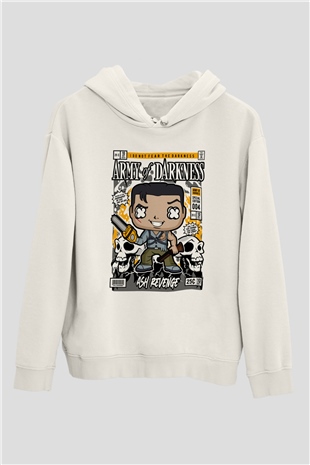 Army Of Darkness Baskılı Unisex Beyaz Hoodie