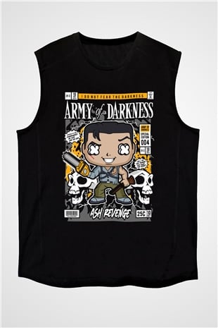 Army Of Darkness Baskılı Unisex Siyah Kolsuz Tişört