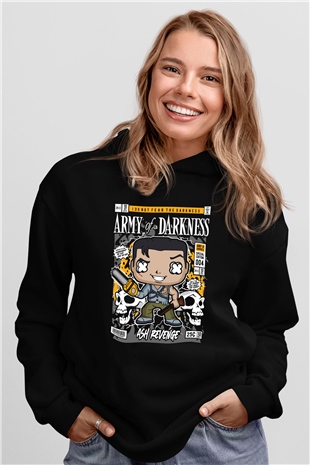 Army Of Darkness Baskılı Unisex Siyah Hoodie