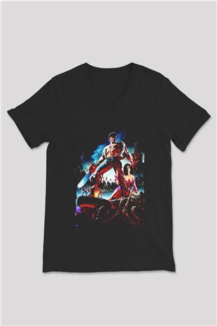 Army of Darkness Siyah Unisex  V Yaka Tişört