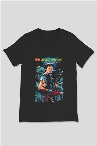 Army of Darkness Siyah Unisex  V Yaka Tişört