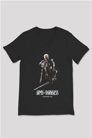 Army of Darkness Siyah Unisex  V Yaka Tişört