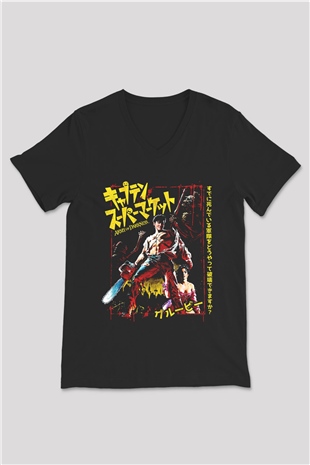 Army of Darkness Siyah Unisex  V Yaka Tişört