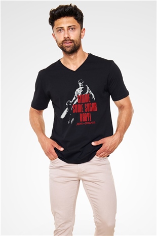 Army of Darkness Siyah Unisex  V Yaka Tişört