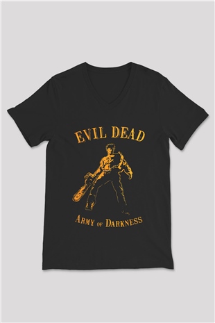 Army of Darkness Siyah Unisex  V Yaka Tişört