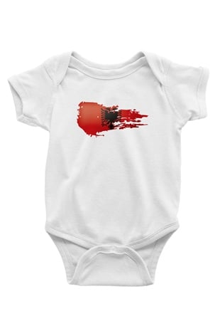 Arnavutluk Baskılı Beyaz Unisex Bebek Body - Zıbın