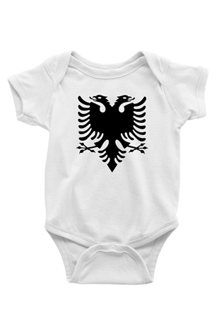 Arnavutluk Baskılı Beyaz Unisex Bebek Body - Zıbın