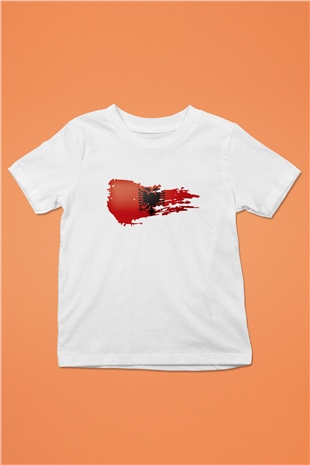 Arnavutluk Baskılı Beyaz Unisex Çocuk Tişört
