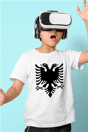 Arnavutluk Baskılı Beyaz Unisex Çocuk Tişört