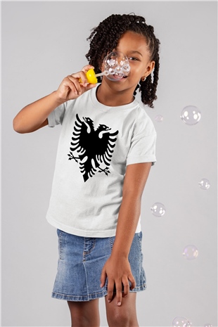 Arnavutluk Baskılı Beyaz Unisex Çocuk Tişört