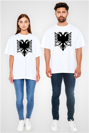 Arnavutluk Beyaz Unisex Oversize Tişört T-Shirt