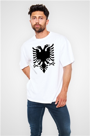 Arnavutluk Beyaz Unisex Oversize Tişört T-Shirt