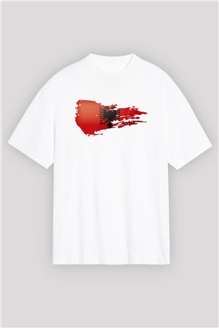 Arnavutluk Beyaz Unisex Oversize Tişört T-Shirt