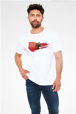 Arnavutluk Beyaz Unisex Tişört T-Shirt - TişörtFabrikası