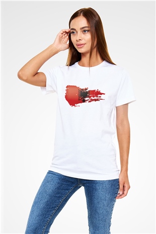 Arnavutluk Beyaz Unisex Tişört T-Shirt - TişörtFabrikası