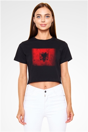 Arnavutluk Siyah Crop Top Tişört