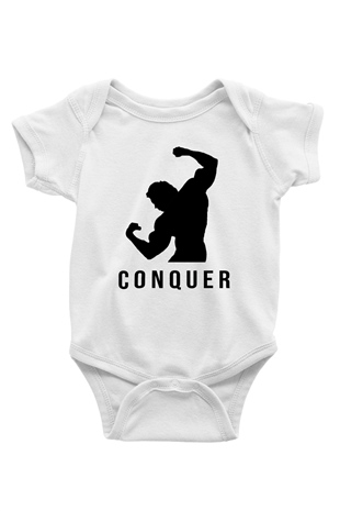 Arnold Schwarzenegger Baskılı Beyaz Unisex Bebek Body - Zıbın