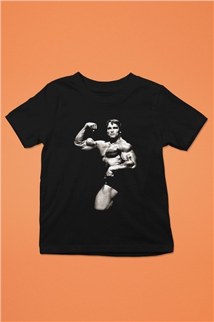 Arnold Schwarzenegger Baskılı Siyah Unisex Çocuk Tişört
