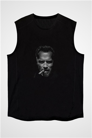 Arnold Schwarzenegger Baskılı Unisex Siyah Kolsuz Tişört