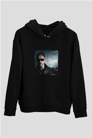 Arnold Schwarzenegger Baskılı Unisex Siyah Hoodie