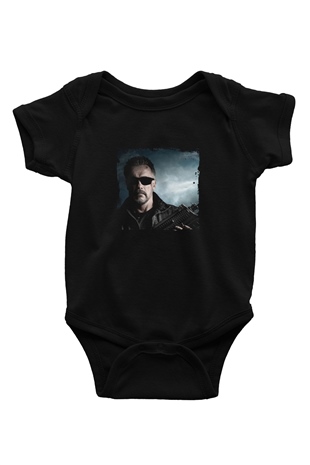 Arnold Schwarzenegger Baskılı Unisex Siyah Bebek Body - Zıbın