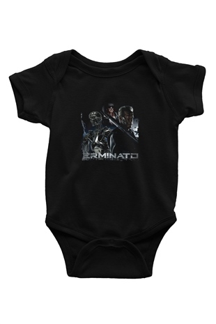 Arnold Schwarzenegger Baskılı Unisex Siyah Bebek Body - Zıbın