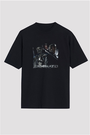 Arnold Schwarzenegger Baskılı Unisex Siyah Oversize Tişört