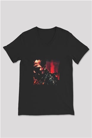 Arnold Schwarzenegger Baskılı Unisex Siyah V Yaka Tişört