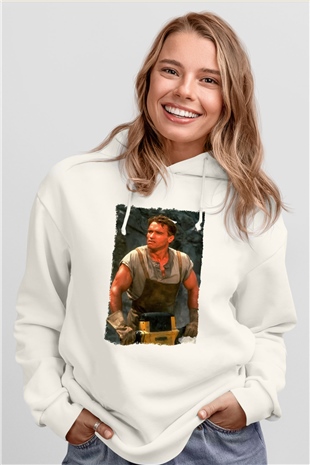 Arnold Schwarzenegger Beyaz Unisex Kapüşonlu Sweatshirt