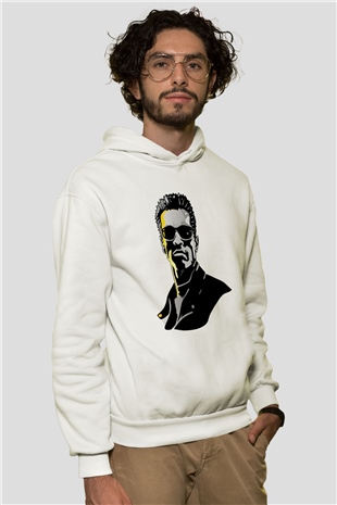 Arnold Schwarzenegger Beyaz Unisex Kapüşonlu Sweatshirt