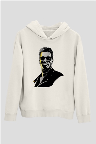 Arnold Schwarzenegger Beyaz Unisex Kapüşonlu Sweatshirt