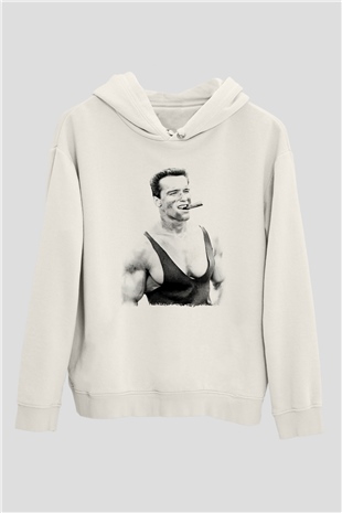 Arnold Schwarzenegger Beyaz Unisex Kapüşonlu Sweatshirt