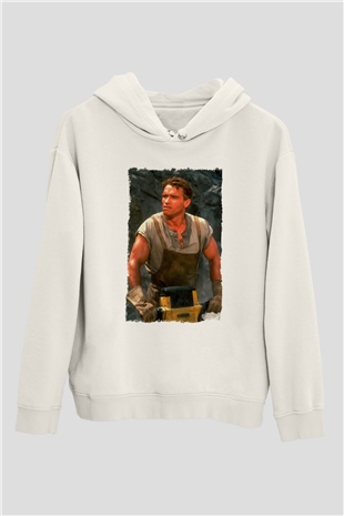 Arnold Schwarzenegger Beyaz Unisex Kapüşonlu Sweatshirt